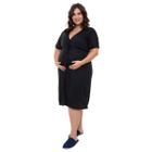 Robe / Roupão Avulso Grávida Plus Size Preto Manga Curta Linda Gestante