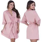 Robe Sofia de Microfibra Light e Renda Feminino