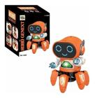 Robo Dançarino Brinquedo Infantil Com Som Luz E Movimentos(Laranja) - DM TOYS