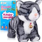 Robô Gato Pelúcia Marsjoy Cinza Interativo para Crianças