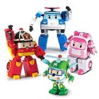 Robocar Poli 4 Pack Poli + Âmbar + Roy + Helly Transforming Robot Toys, 4 "Tramsformable Action Figure Toy