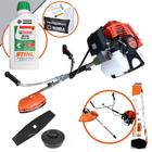 Roçadeira Dobrável Bi-partida GRHB430 Terra Á Gasolina 2T 43cc 1,7Hp 12.000RPM Completa Com Lâmina de 2 Pontas, Carretel Nylon e Cinto + ÓLEO STIHL 2T