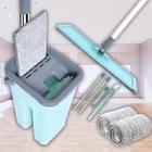 Rodo Flat Mop Com Balde Lava e Seca Profissional Com 2 Refil Limpeza Geral Sem molhar as Mãos Casa Escritório Clínicas 