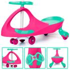 Rolimã Carrinho Infantil Volante Que Gira 360 Ginga Car Cor Rosa E Verde - Unitoys