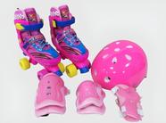 Roller Patins Infantil Quad 4 Rodas e Kit Proteção 30-33