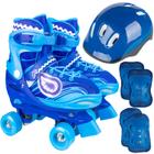 Roller Patins Quad 4 Rodas Azul + Kit Proteção Com Regulagem 30 a 41 - Fenix Brinquedos