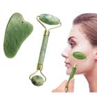 Rolo de Jade de 3 Peças E Conjunto de Gua Sha Rolo Facial para Kit Massageador de Rosto de Pedra Kit de Ferramen - ROLO JADE E PEDRA