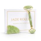 Rolo de quartzo rosa para rosto, cabeça dupla natural, versátil, rolo de pedra de jade super suave e conjunto de placa d - ROLO JADE E PEDRA