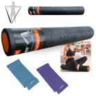 Rolo para Exercicios Alongamento e Equilibrio 90cm Preto + 2 Faixas Elasticas 1,20m Tensao Media e Forte Liveup Sports