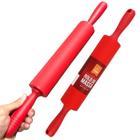 Rolo Pizza Massas Silicone Antiaderente 40Cm Vermelho