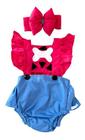 Romper Luxo Fantasia Mesversario Pedrita Laço Moda Infantil