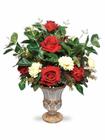 Rosa Vermelha Luxo Arranjo Flor Artificial Vaso Em Vidro - FLORDECORAR