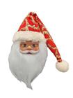 Rosto Papai Noel Vermelho E Dourado 20Cm
