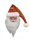 Rosto Papai Noel Vermelho E Verde 20Cm