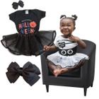 Roupa Bebê Mêsversário Body Halloween + Laço E Saia De Tule - Nuvens de Algodão Moda