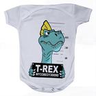 Roupa Body Bebê Manga Comprida Estampado Dinossauro T-Rex