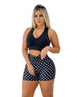 Roupa De Academia Moda Feminina Shortinhos De Poa Com Top Bojo Removivel Preto Azul Rosa Vermelho - Moderna Fit