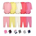 Roupa de Bebê Body Calça Mijão e Meias Kit 16 Peças Manga Longa Feminino