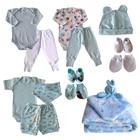 Roupa De Bebê Body Macacão Enxoval Manta Naninha - kit 14 Peças