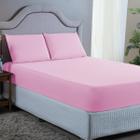 Roupa de Cama Casal 3 pç Premium Percal 400 Fios Rosa