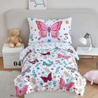 Roupa de cama infantil PERFEMET, 4 peças, rosa borboleta, floral