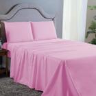 Roupa de Cama King 4 pç Percal 400 Fios Rosa