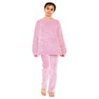 Roupa de Frio Conjunto Pijama De Plush Fleece Infantil De Frio manga Longa Menina Rosa (Tamanho 10)