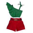 Roupa De Natal Feminina Infanto Juvenil Cropped E Short Luxo