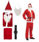 Roupa de Papai Noel Natal de Cetim Feltro com Acessórios