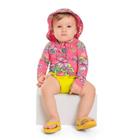 Roupa De Praia Infantil Feminino Conjunto Camisa Calcinha e Chapéu Estampada Proteção Uv50 Verão