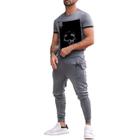 Roupa de treino masculina casual TZIISOA de 2 peças de manga curta