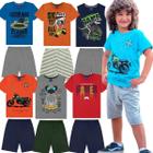 Roupa de Verão Infantil Masculina Menino Kit 5 Conjuntos de Camisetas ou Regatas e Bermudas Shorts
