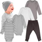 Roupa Frio Bebê Conjunto Kit Body Manga Longa e Calça Neutro Minimalista Minino Menina