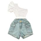 Roupa Infantil Feminina Cropped Mula Manca E Short Cargo