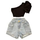 Roupa Infantil Feminina Cropped Mula Manca E Short Cargo