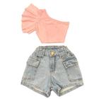 Roupa Infantil Feminina Cropped Mula Manca E Short Cargo