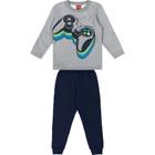 Roupa Infantil Masculina Casaco Manga Longa Estampa Vídeo Game e Calça Peluciado Conjunto Frio Kyly