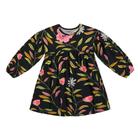 Roupa Infantil Vestido Estampado Preto Manga Longa Bufantes Moda Inverno Menina Fashion Nanai