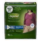 Roupa íntima feminina adulta absorvente Depend FIT-FLEX pull on com costuras rasgadas GG descartável H bronzeado 15 unidades por Kimberly Clark (pacote com 2)