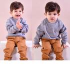 Roupa Menino Infantil Sueter De Lã Cinza Calça Caramelo