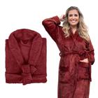 Roupão Lady Feminino Microfibra Manga Longa Luxo Bordo G