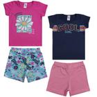 Roupas de Menina Infantil com Shorts Cotton e Blusinhas Kit 2 Conjuntos Feminino de Verão