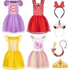 Roupas de vestir Princess Up Kileubuto para meninas de 4 a 6 anos com coroa