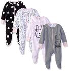 Roupas Gerber Sleep 'N Play Footie, pacote com 4, Bunny Smiley Girl