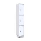 Roupeiro de aço 1m 03 portas fechadura pandin - cinza/branco