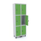 Roupeiro de Aco 2 Vaos 6 Portas com Fechadura Pandin Cinza e Verde Miro 1.90 M