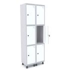 Roupeiro de aço 2m 06 portas pitão pandin - cinza/branco