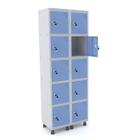 Roupeiro de aço 2m 10 portas fechadura pandin - cinza/azul dalí