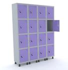 Roupeiro de Aco 4 Vaos 16 Portas com Fechadura Pandin Cinza e Lilas 1.90 M