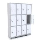 Roupeiro de aço 4m 12 portas fechadura pandin - cinza/branco